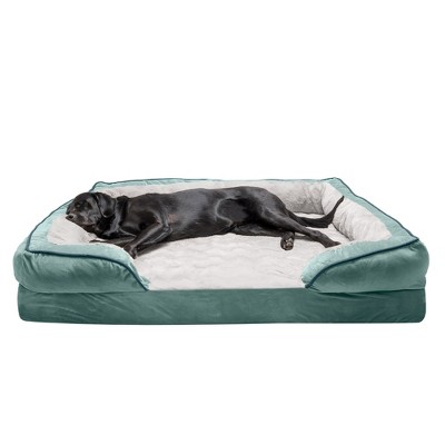 FurHaven Velvet Waves Perfect Comfort Cooling Gel Top Memory Foam Sofa Dog Bed