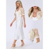 INSPIRE CHIC Women's Lace Round Neck Satin Panel Short Sleeve Bolero Shrugs - 2 of 4
