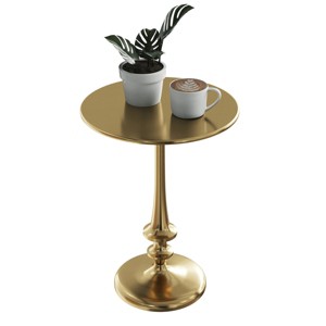 Side Table - Iron Pedestal Table with Antiqued Brass Finish for Couch, Loveseat, Entryway, or Bed - Vintage Living Room Furniture by Lavish Home - 1 of 4