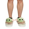 The Mandalorian 3D Grogu Character Head Adult Green & Brown Plush Slippers - 4 of 4