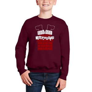 LA Pop Art Chimney Santa - Boy's Word Art Crewneck Sweatshirt - 1 of 4