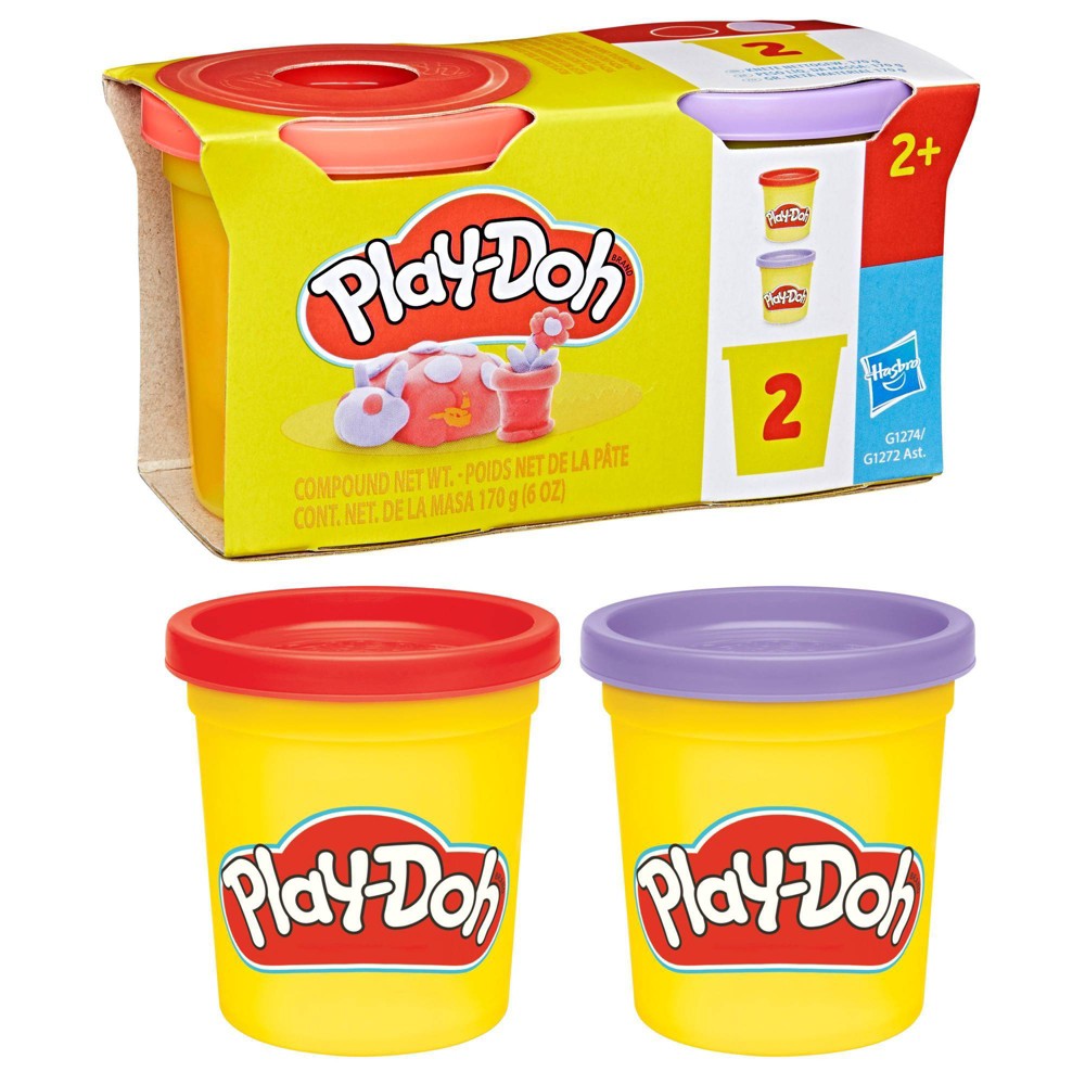 Play-Doh Red and Lavender 2-Pack 3oz Cans Basket Stuffers Ages 2 and Up