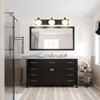PAKOKULA 31.5 in. 3-Light Black Wall Sconce with White Globe Shades and Gold Accent - 4 of 4
