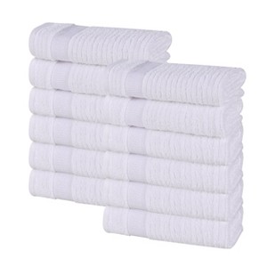Zero Twist Cotton Ribbed Modern Geometric Border Face Towel Washcloth Set 12 by Blue Nile Mills - 1 of 4