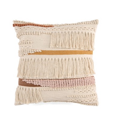 Haven Textured Square Macrame Decorative Pillow - Shiraleah