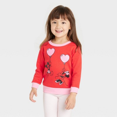 Toddler Girls' Minnie Mouse Solid Pullover Sweatshirt - Red