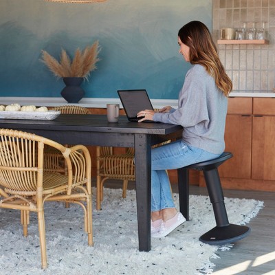 Black Adjustable Height Wobble Stool with Cushioned Seat