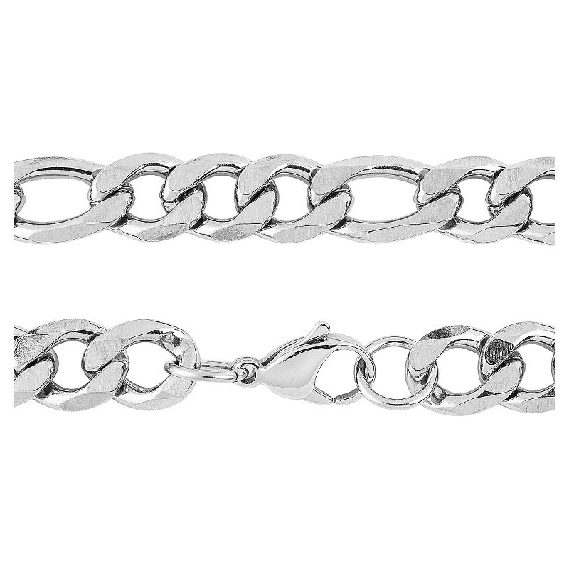 Men's West Coast Jewelry Stainless Steel Beveled Figaro Chain Necklace (12mm), 2 of 4