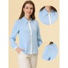 Allegra K Women's Contrast Collar Long Sleeve Office Button Down Shirts - 2 of 3