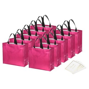 Unique Bargains Reusable Non-Woven Metallic Shiny Finish Gift Goodie Bags 12 Pcs - 1 of 4
