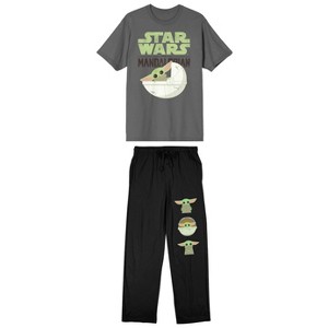The Mandalorian Grogu Men's Two-Piece Short Sleeve Pajama Set - 1 of 4