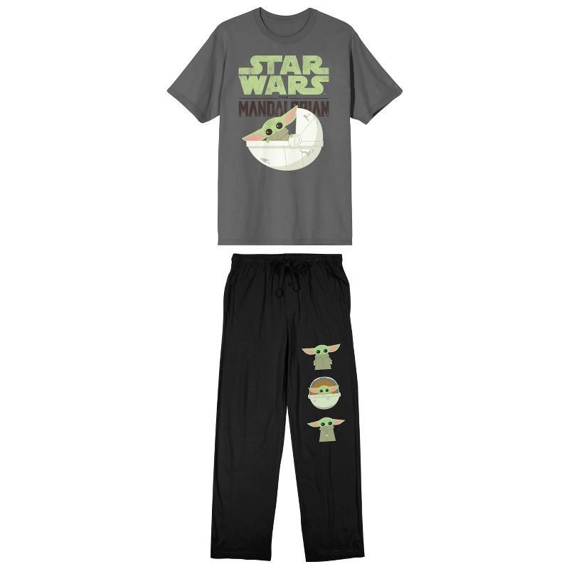 The Mandalorian Grogu Men's Two-Piece Short Sleeve Pajama Set, 1 of 6