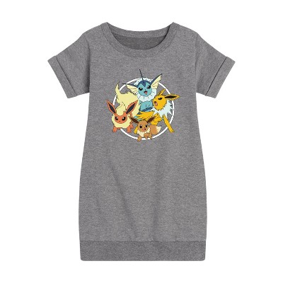 Girls' - Pokémon - Eevee Group Graphic Short Sleeve Fleece Dress