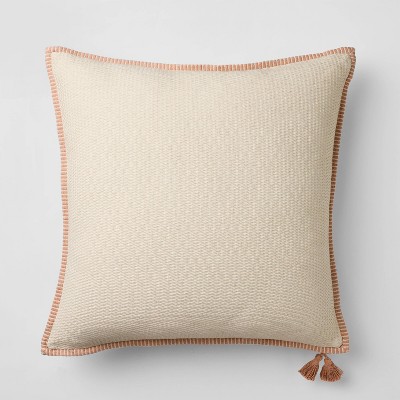Oversized Square Cotton Linen Texture with Tassel Orange/Cream - Threshold™ designed with Studio McGee