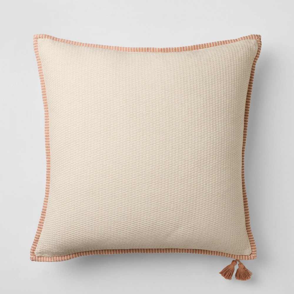 Oversized Square Cotton Linen Texture with Tassel Orange/Cream - Threshold™ designed with Studio McGee