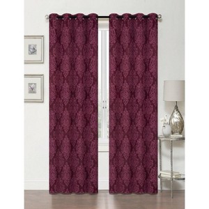 Kate Aurora 2 Pack Delaney Room Darkening Damask Print Grommet Curtain - 1 of 4