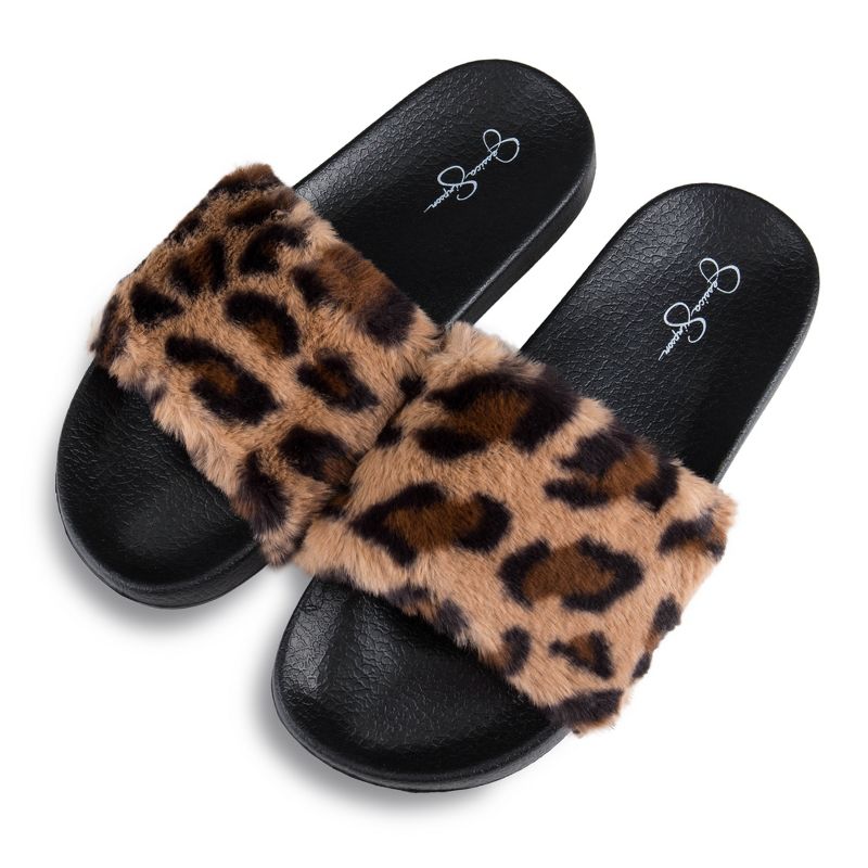 Jessica Simpson Womens Fuzzy Open Toe Slide Slipper, 4 of 7
