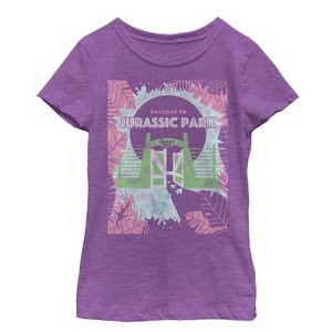 Girl's Jurassic Park Welcome Gates Cartoon T-Shirt - 1 of 3