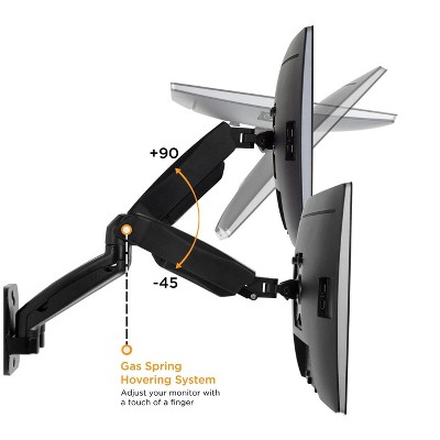 Black Steel Dual Arm Full Motion Monitor Wall Mount