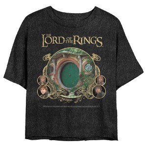 Juniors Womens The Lord of the Rings Fellowship of the Ring The Shire Circles Mineral Wash Crop T-Shirt - 1 of 4