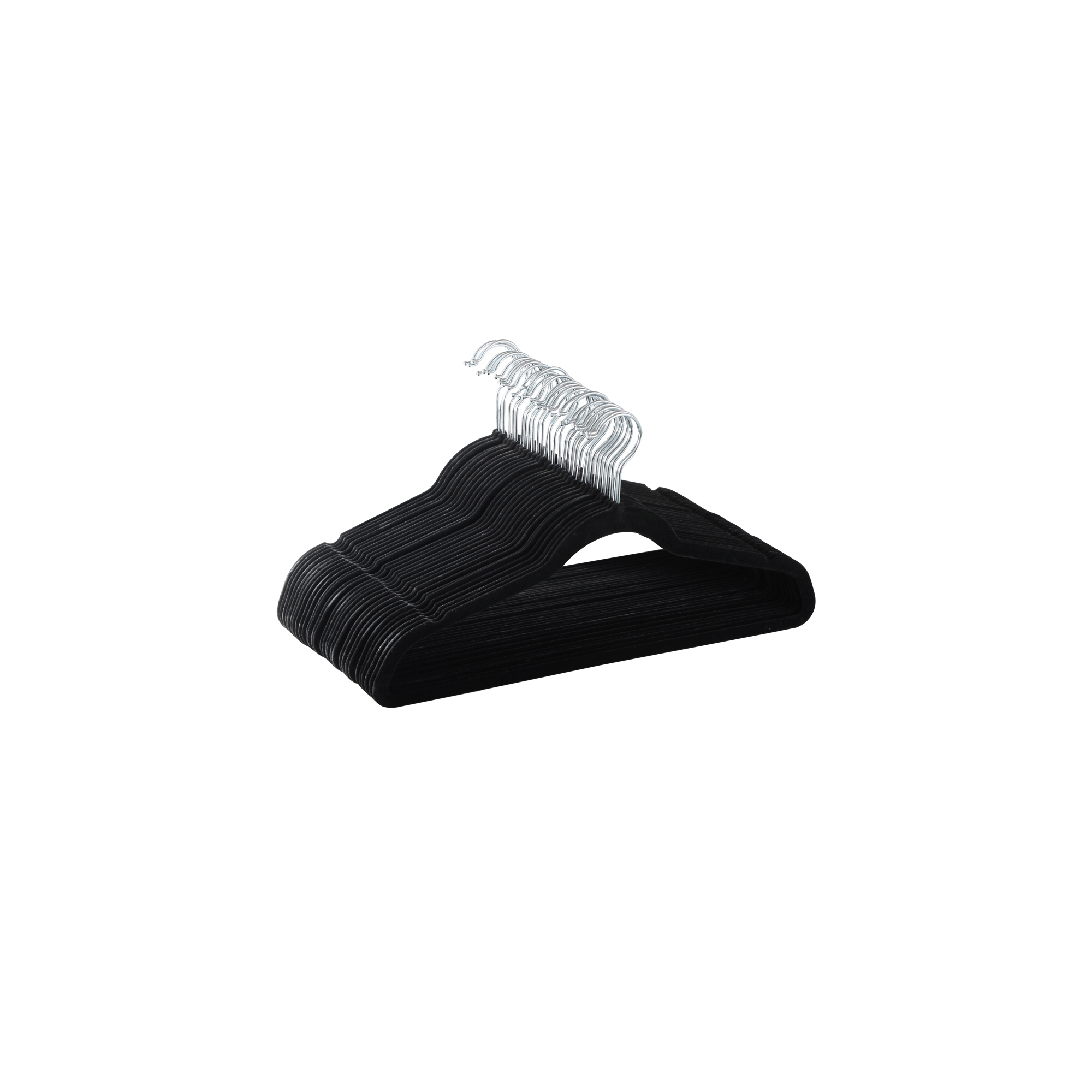 Yaheetech 100pcs Velvet Hangers With Tie Bar Flocked Non Slip 360° Swivel Hook, Black