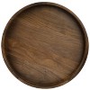 KINWELL Round Black Walnut Wood Serving Tray Ottoman Tray with Handles - 4 of 4