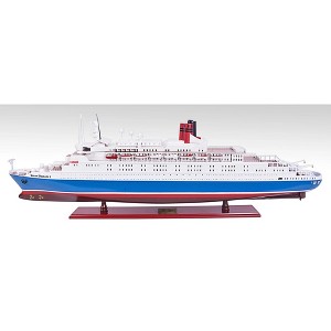 Old Modern Handicrafts Queen Elizabeth II Ship Model 41 Inch Painted Ocean Liner with Wood Base Display - 1 of 4