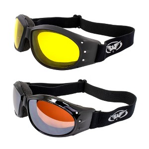 2 Pairs of Global Vision Eyewear Eliminator Safety Motorcycle Goggles with Brown Mirror, Yellow Lenses & Micro-fiber Pouch - 1 of 4