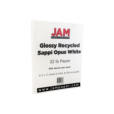 JAM Paper JAM PAPER Colored 80lb Cardstock, Glossy 2 Sided, 8.5 x 11  Coverstock, White, 100 Sheets/Ream at