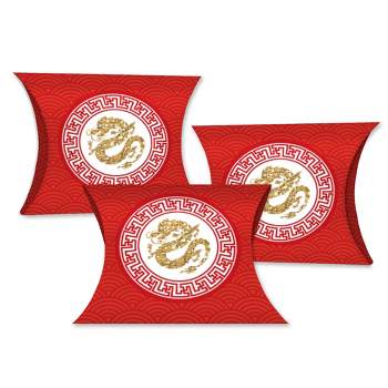 Big Dot of Happiness 2024 Year of the Dragon Favor Gift Boxes - Lunar New Year Petite Pillow Boxes - Set of 20