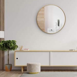 PexFix 32" Round Wall Mirror Circle Bathroom Mirror Gold Metal Frame for Bathroom Entryway Bedroom Living Room Wall Mounted Modern Rustic Decor - 1 of 4