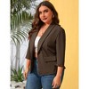 Whizmax Womens Plus Size Casual Pocketed Blazer Office Open Front 3/4 Sleeve Cardigans Jacket Work Suit,Deep Brown,XL - 3 of 4