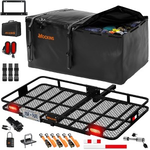 Mockins 72"x36"x6" XXL Cargo Hitch Carrier with 50 Cu.Ft. Waterproof Bag, Rear Lights, License Plate Holder and Cargo Carrier Accessories - 1 of 4