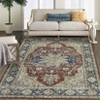 Machine Washable Faux Wool Vintage Floral Printed Area Rug Ultra Thin Low Pile Non Slip Non Shedding Indoor Carpet - 2 of 4