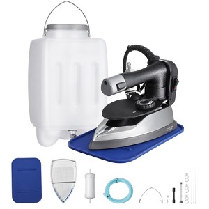 VEVOR Gravity Feed Steam Iron, 1000W Gravity Feed Iron with 3.5 L Large Capacity Tank, Demineralizer Cartridges,5 Temperature Settings,Black&Silver - 1 of 4