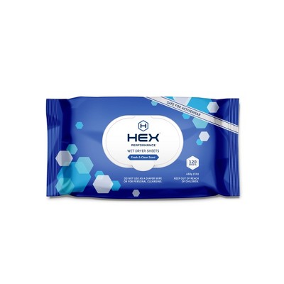 HEX Performance Wet Dryer Sheets - Fresh & Clean Scent - 120ct