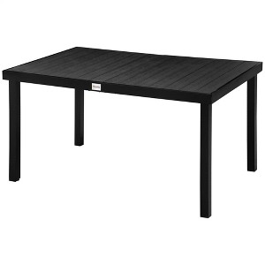 Resenkos Patio Dining Tables,Patio Tables,Outdoor Dining Table for 6 Person, Rectangular Patio Table for Garden, Lawn, Patio, Woodgrain - 1 of 4