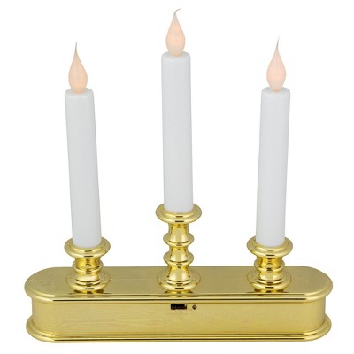 Elegant Gold Base LED Candolier, 10" Frosted Christmas Candle Display
