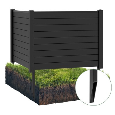 Tangkula Air Conditioner Fence, Decorative Trash Can Enclosure with Stakes 48”L x 37.5”H Pool Equipment Fence Screen  Black/White
