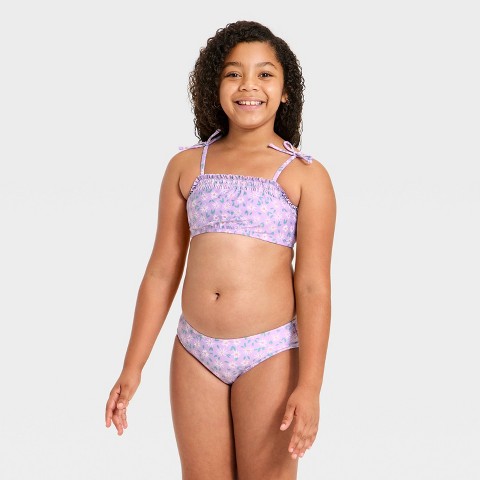 Cat & Jack Girls' Spring Ditsy Floral Bikini Set - Cat & Jack™ Lavendar M