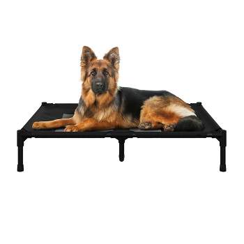 Elevated Dog Bed - 36x30-Inch Portable Pet Bed with Non-Slip Feet - Indoor/Outdoor Dog Cot or Puppy Bed for Pets up to 80lbs by PETMAKER (Black)