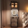 Small Vanity Desk with Mirror and LED Lights, Makeup Table with Charging Station and drawers and Storage Shelves for Small Space - 3 of 4