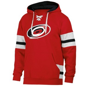 NHL Carolina Hurricanes Men's Long Sleeve Hooded Sweatshirt with Lace - 1 of 3