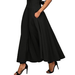 Women's High Waisted Maxi Skirt Bow Tie Pockets Long Skirt - 1 of 3