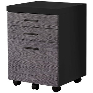 Monarch Specialties File Cabinet Rolling Mobile Storage Drawers Printer Stand Office Work Laminate Black Grey Contemporary Modern - 1 of 4