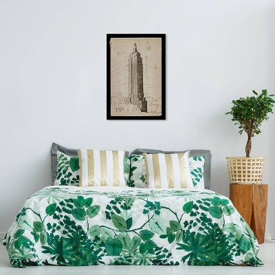Wynwood Studio 24"x36" Empire State Building Wall Art: Modern Canvas, Mixed Media Cityscape, Unframed Vertical Decor