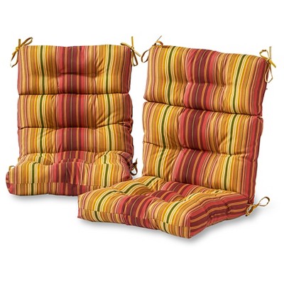 Set of 2 Kinnabari Stripe Outdoor High Back Chair Cushions - Kensington Garden