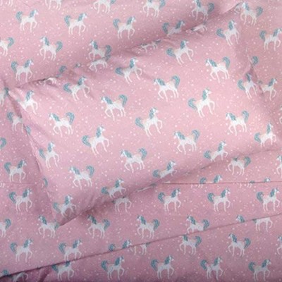 Pink Unicorn Print Twin Microfiber Sheet Set