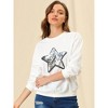 INSPIRE CHIC Women's Sequin Shiny Star Crew Neck Long Sleeve Sweatshirt - 3 of 4