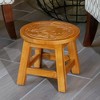FONTOI Carved Wooden Step Stool with Floral Pattern, Ottoman Foot Stools for Living Room Bedroom, Brown, 11"*10"*11" - 2 of 4